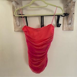 Y2K Maggie Barry pink orange tulle tank top